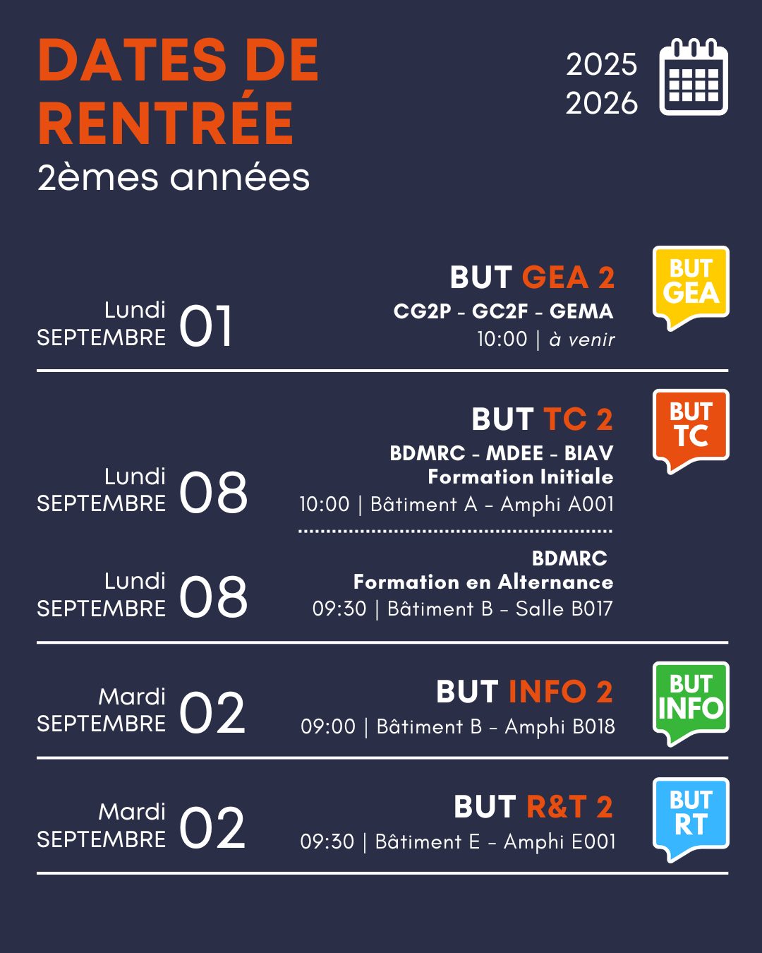 Dates de rentrée 2/4