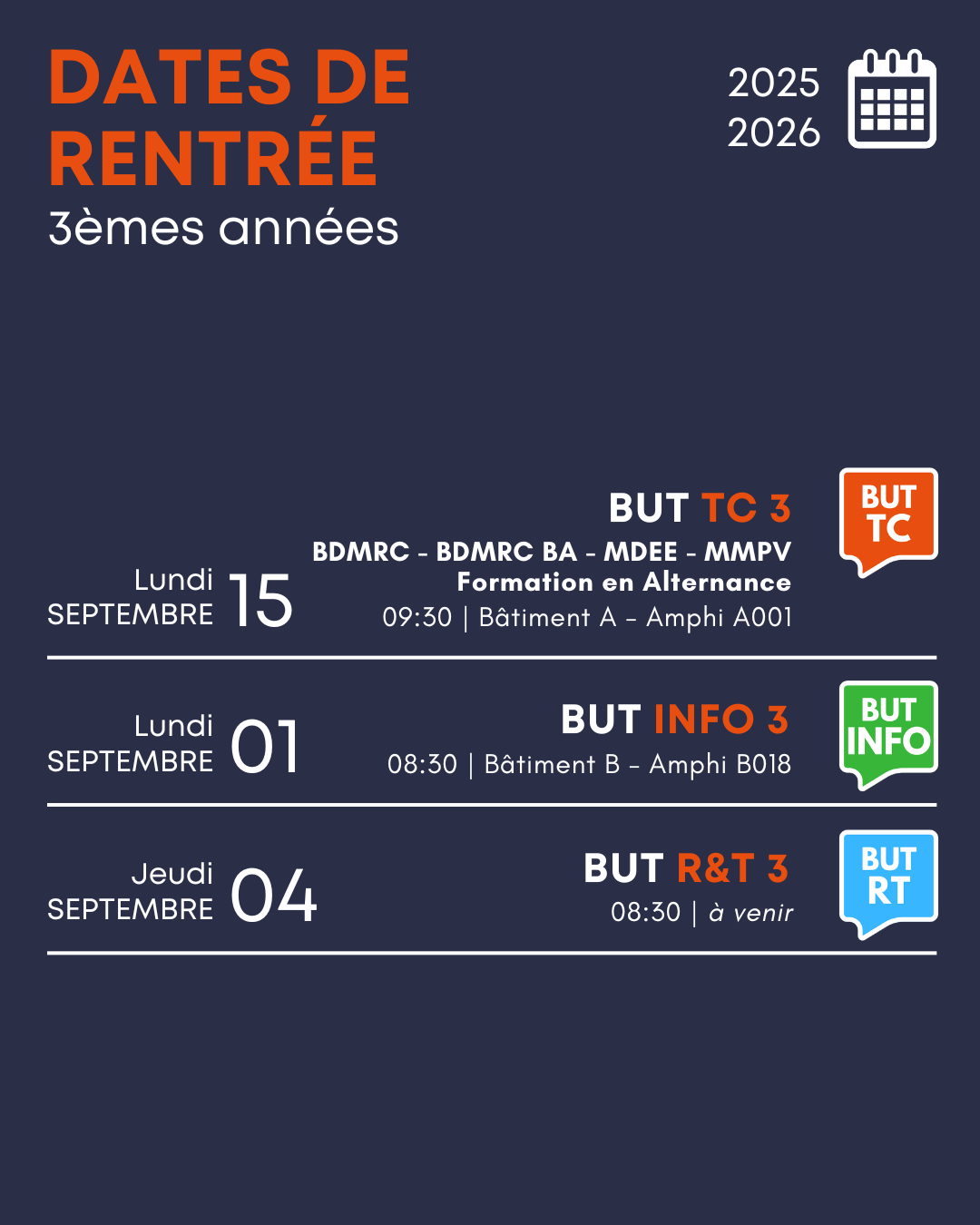 Dates de rentrée 4/4